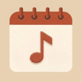 Meloday のアプリアイコン。クリーム色のカレンダーに音符が描かれている